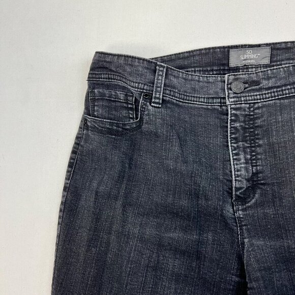 Chico’s So Slimming Straight Leg Jeans Faded Black Womens Size Medium Short - Picture 4 of 9